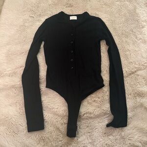 CLYQUE black button down black bodysuit size XS